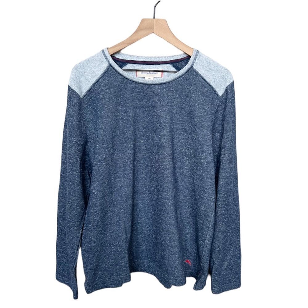 Tommy Bahama Men’s Crewneck Sweater Pullover Soft Heather Blue Navy Size Large